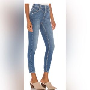 NWT Free People Women's Daybreak Blue Riley Seamed Skinny Leg Jeans
